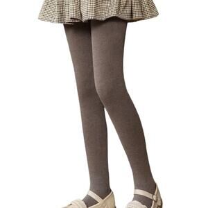 Lontakids Girls Brown Knitted Fleece Lined Footed Thick Tights Leggings Size 7/8